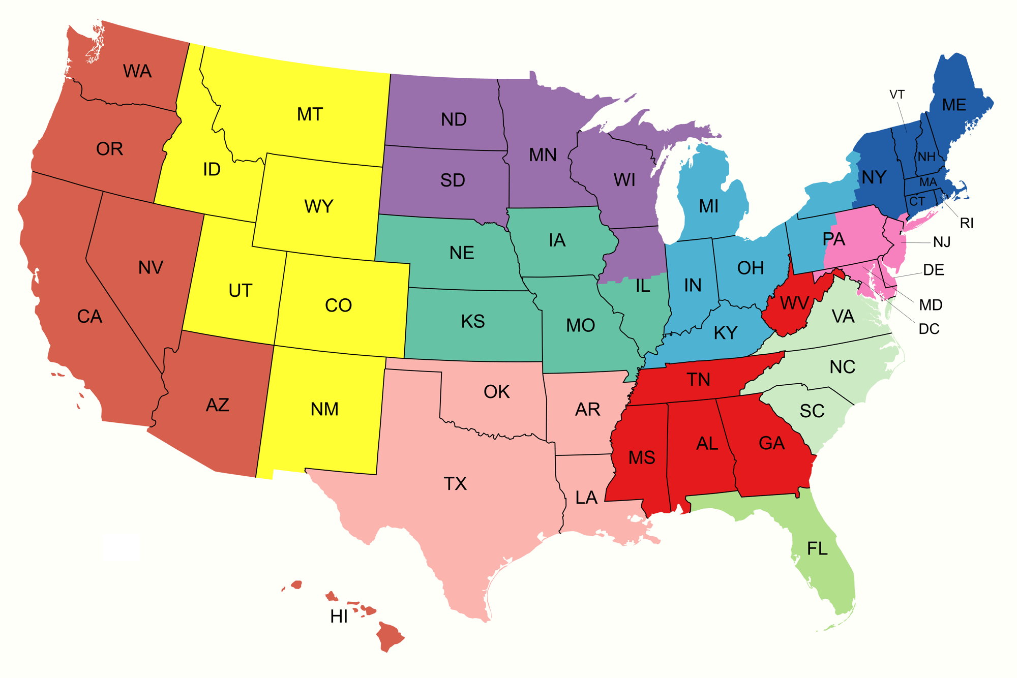 Outside Map With State Abbreviations